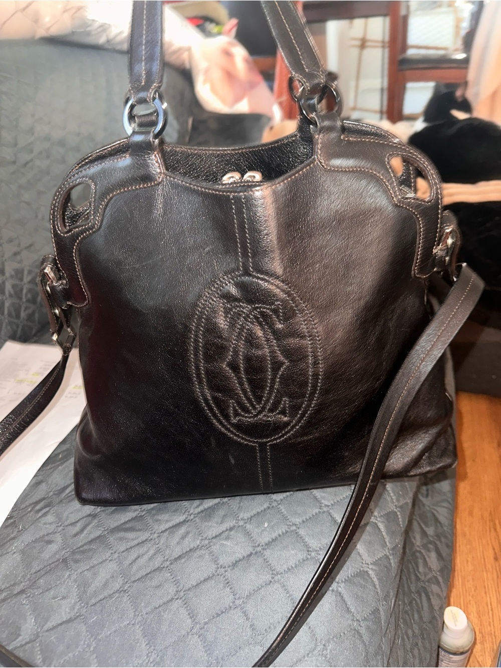 Cartier Black Buffalo MM N/W Tote Bag